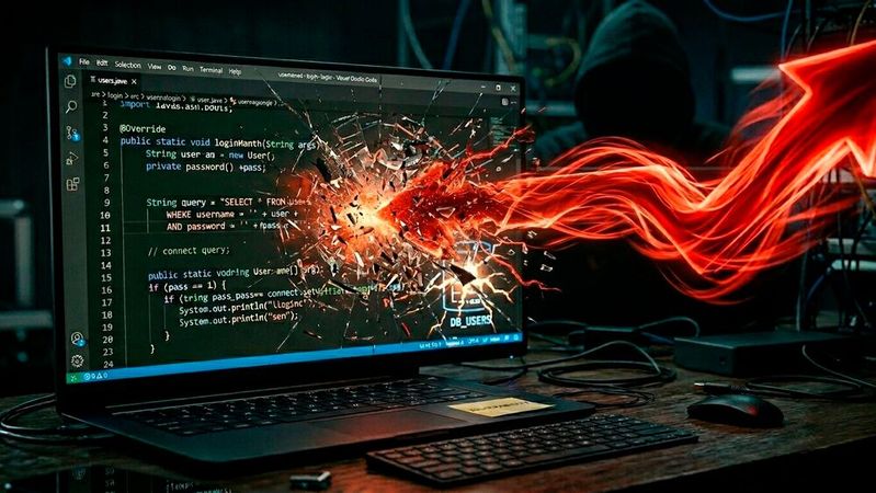Cyberangreifer können die SQL-Injection-Schwachstelle in Fortinets FortiClient EMS ausnutzen, indem sie speziell präparierte HTTP-Anfragen mit bösartigen SQL-Befehlen an den anfälligen Server senden.(Bild:  Gemini / Vogel IT-Medien GmbH / KI-generiert)
