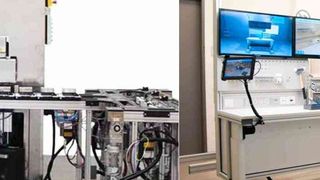 Links: Die Modellfabrik soll auf dem Campus der Hochschule OWL in Lemgo auf einer Fläche von insgesamt 2.000 qm entstehen. Rechts: DFKI-Smart Factory KL lässt mit einer herstellerübergreifenden Produktionsanlage die Vision Industrie 4.0 zur Realität werden. (Bild: OWL und DFKI)