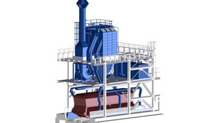 Die modular aufgebauten Schlauch-Jetfilter SJV eignen sich zum Entstauben in der Industrie oder – wie hier gezeigt – zum Auffangen von Staub beim Entladen von Schüttgut. (Bild: Gea Air Treatment)