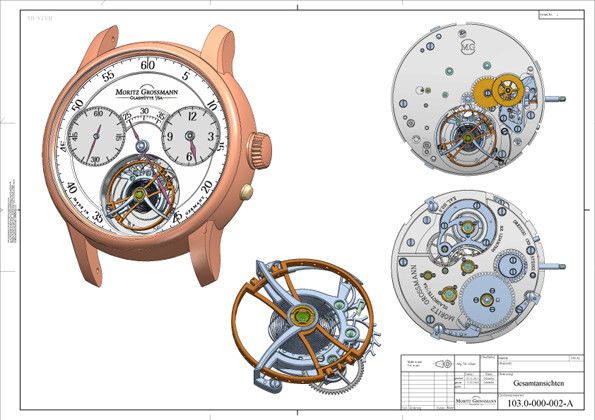 Die 3D-Modelle der Uhr Benu Tourbillon; sie wurden mit Solid Edge erstellt. (Bild: Schneider/Grossmann Uhren)