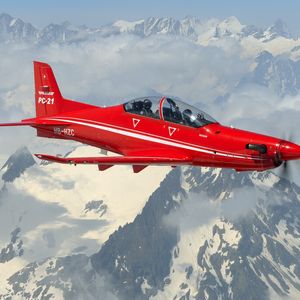 Die PC-21 über den Alpen