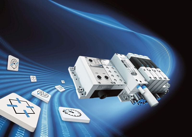 Ein Paradebeispiel für ein Produkt der geregelten Pneumatik ist das Festo Motion Terminal VTEM, mit dem Festo die Pneumatik digitalisiert. Diese Automatisierungsplattform nutzt Piezotechnologie und Motion-Apps, die es ermöglichen, über 50 Einzelkomponenten eines pneumatischen Steuerkreises zu ersetzen. (Bild: Festo)