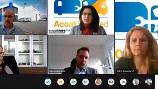 In Corona-konformen Format erklärten Vertreter von Akzo Nobel und CarSN, wie das Acoat Selected Caravan Repair Network ausgebaut werden soll. (»Fahrzeug+Karosserie«/ Wenz)