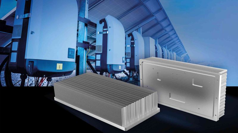"Skived Fin"-Kühlkörper von CTX ermöglichen es, dass Wechselrichter hohe Umwandlungswirkungsgrade erzielen.(Bild:  CTX Thermal Solutions, stock.adobe.com, romaset)