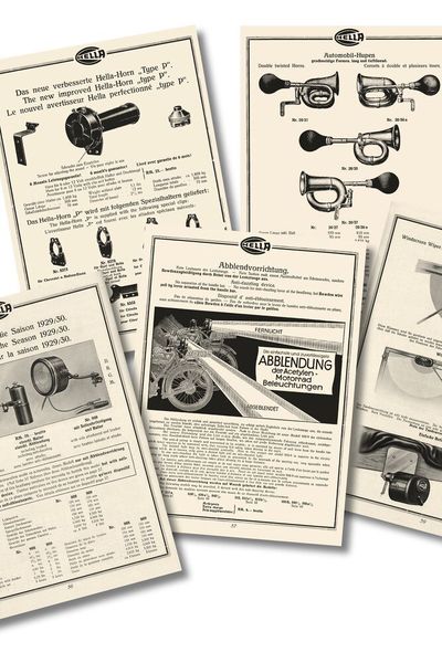 Alles, was Motorrad-, Auto- und Lkw-Fahrer so brauchten: Katalogauszüge von 1929/1930 (Bild: Hella)