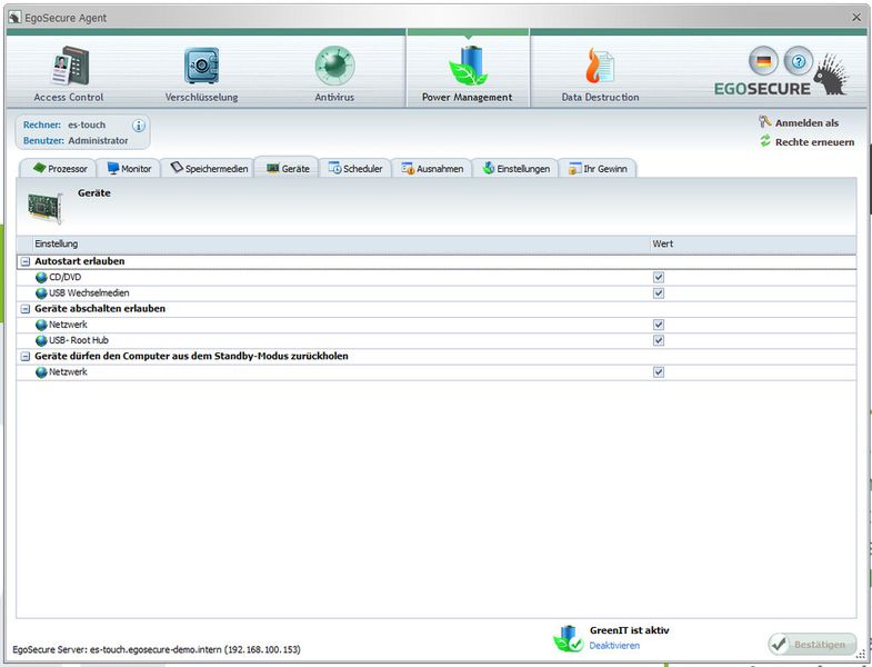 Auch die Nutzung verschiedener I/O-Geräte ist für einen Administrator im Einzelnen definierbar. (Bild: EgoSecure)
