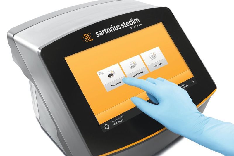 The advanced filter tester Sartocheck 5 Plus has been designed to cover the complete range of integrity testing from small syringe filters up to large multi-round housings and crossflow cassettes. (Sartorius Stedim Biotech)