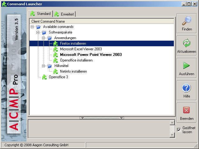 Der Command Launcher stellt den Anwendern auf den Client-Systemen bestimmte Skripte (beispielsweise für Software-Installationen) zur Verfügung (Archiv: Vogel Business Media)