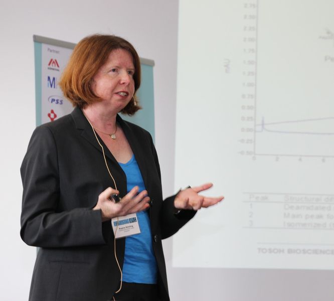 Dr. Regina Römling von Tosoh Bioscience beschrieb in ihrem Vortrag Einsatzmöglichkeiten der HPLC bei der Analyse von Biomolekülen. (Bild: LABORPRAXIS)