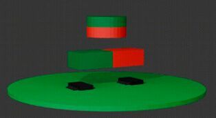 Bild 1: Hall-Sensor-Schalteraufbau mit zwei Hall-Sensor-ICs (schwarz), einem beweglichen Permanentmagneten und einem störenden externen Magneten.(Bild:  Invenio)