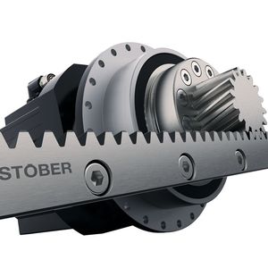 Die Zahnstangentriebe der Baureihe ZR kennzeichnet grosse, schrägverzahnte Ritzel mit Lochkreis. Dies ermöglicht hohe Vorschubgeschwindigkeiten.(Bild:  Stöber)