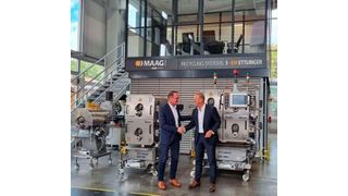 Uwe Kellner (left), VP Sales EMEIA Maag Group, welcomes Michael Heitzinger (right), new Manager Business Development Recycling Systems at Maag Group.  (Source: Maag Group)