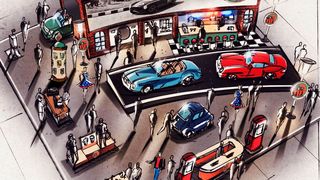 Messestand im Retrolook: Sata präsentiert sich auf der IAA unter dem Motto „Sweet Sixties“. (Bild: Sata)