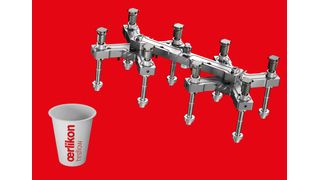 At the Netstal booth the live moulding demonstration of a thin-walled 150 ml IML yogurt cup (6.4 g) from a certified renewable PP polymer by Sabic took centre stage. (Source: Oerlikon HRS Flow)