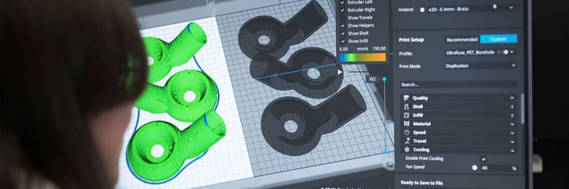 Mittels 3D-Druckverfahren können gleichwertige oder sogar verbesserte Teile mit weniger Material hergestellt werden. Mittels 3D-Druckverfahren können gleichwertige oder sogar verbesserte Teile mit weniger Material hergestellt werden.