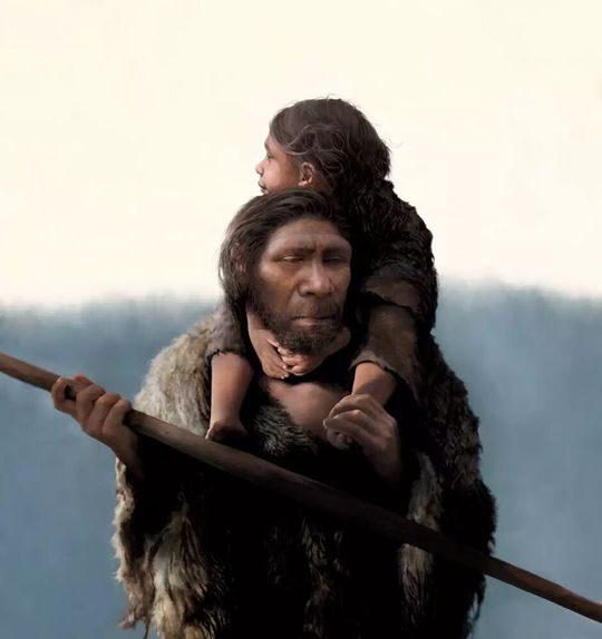Neandertalervater mit seiner Tochter(Bild:  © Tom Bjorklund)