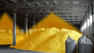 Illustration des Sichtfelds eines 3D-Lidar-Sensors. In Wirklichkeit sind die Laserstrahlen des Lidars unsichtbar. (Bild: Blickfeld)