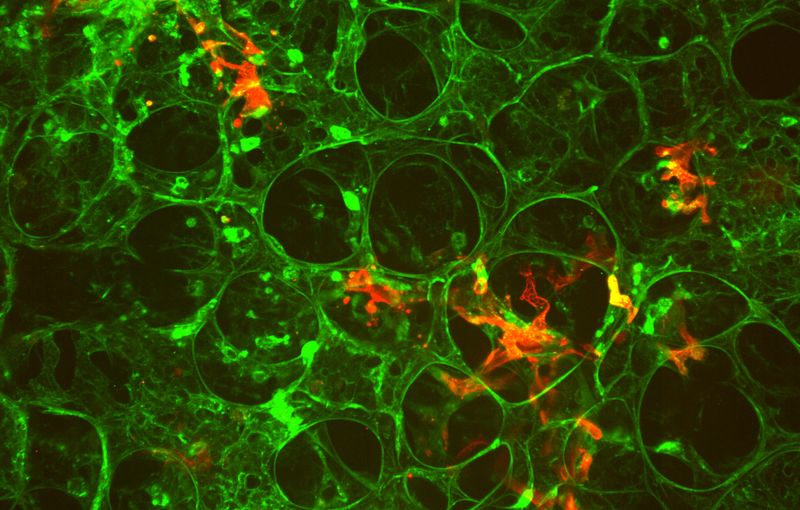 Mechanik der Metastasen  Wie beeinflussen die mechanischen Eigenschaften von Tumorzellen ihren Metastasierungsweg, während sie durch die Blutgefäße zirkulieren? Das haben Forscher des Max-Planck-Zentrums für Physik und Medizin und des Centre de Recherche en Biomédecine de Strasbourg untersucht. Die Wissenschaftler konzentrierten sich auf die Fähigkeit der Zellen, elastisch oder viskos auf Kräfte zu reagieren.   Das Team kombinierte biologische Modelle mit maßgeschneiderten biophysikalischen Werkzeugen. Sie nutzten modifizierte Zellen mit spezifischen viskoelastischen Profilen sowie Hydrogelkügelchen, die das elastische Verhalten von Zellen nachahmen. Die Kombination dieser Systeme mit in-vivo-Bildgebung in Zebrabärbling und Maus ermöglichte es, deren Verhalten im Kreislaufsystem zu verfolgen.   Ergebnis: die Viskosität und nicht die Elastizität der Zelle entscheidet, ob zirkulierende Objekte in kleine Gefäße gelangen und wie sie in das umliegende Gewebe eindringen.  Das Bild zeigt eine Tumorzelle im Labyrinth der Lungengefäße (bei Mäusen). Hier gehts zur Originalmeldung Wissenschaftsbild des Tages vom 5.2.2026  (Bild: V.Gensbittel, J.Goetz)