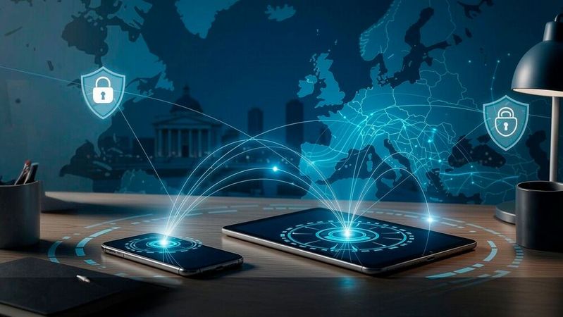 Materna Virtual Solution und Relution kombinieren mit SecurePIM, einen geschützten Arbeitsbereich für geschäftliche Apps und Daten mit Relutions Mobile Device Management.(Bild:  Canva / KI-generiert)
