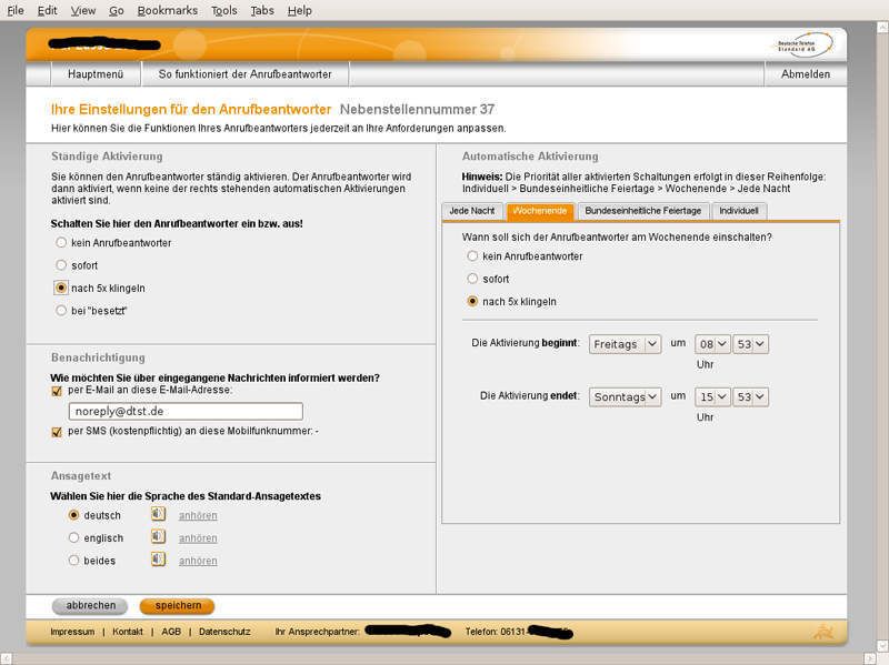 DTSt-Screenshot: Einstellung des Anrufbeantworters (Archiv: Vogel Business Media)