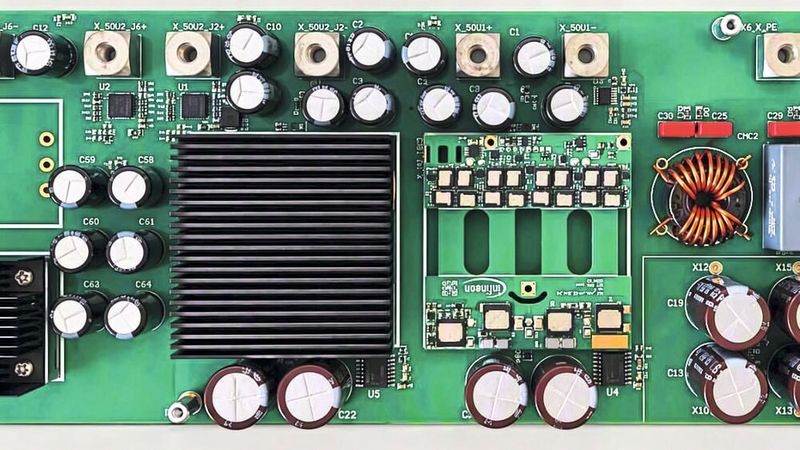 With a footprint of 480 mm × 125 mm, the Infineon HV PDB supports both ±400 V and 800 V distribution architectures and delivers an output power of up to 12 kW.(Bild:  Infineon Technologies AG)