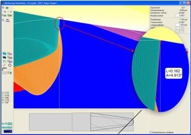 La simulation 2D est un complément indispensable à NUMROTOplus dont elle est un composant standard. Tous les travaux d’affûtage peuvent être simulés sur le PC. (Image: NUM SA)