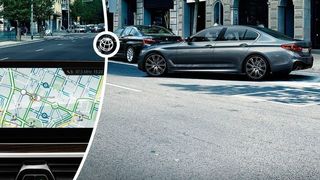 Die neue 5er-Limousine von BMW erhält minutengenaue Informationen über freie Parkplätze am Straßenrand. (BMW)