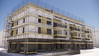 softtech-mit-scaffmax-eingeruestetes-mehrfamilienhaus (Quelle: Softtech)