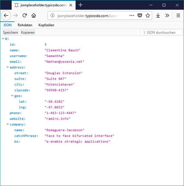 Bereits per Browser gelingen erste Annäherungen an REST. (Bild: Screenshot Firefox/Windows)