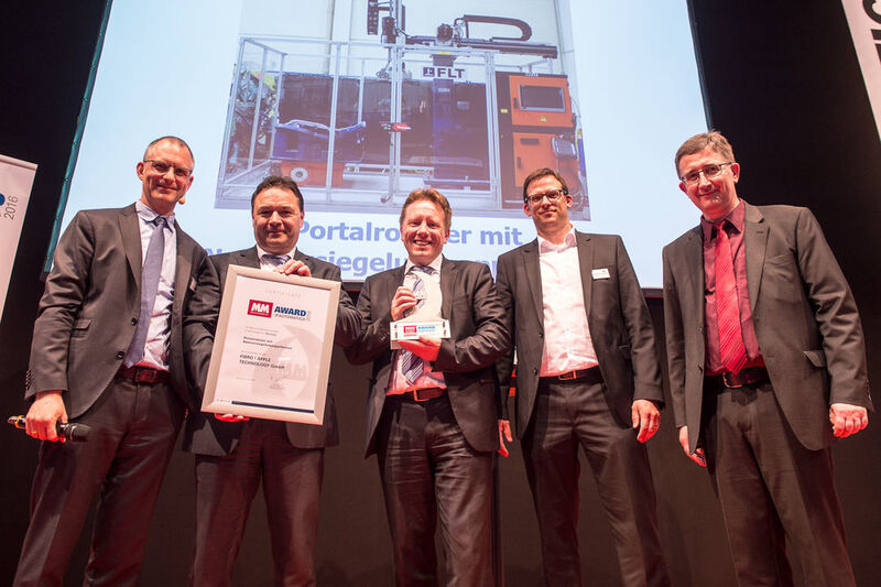 Der MM Award Montage ging in diesem Jahr an Fibro Läpple Technology und den Portalroboter mit Nahtversiegelungsapplikation. (Messe München GmbH)
