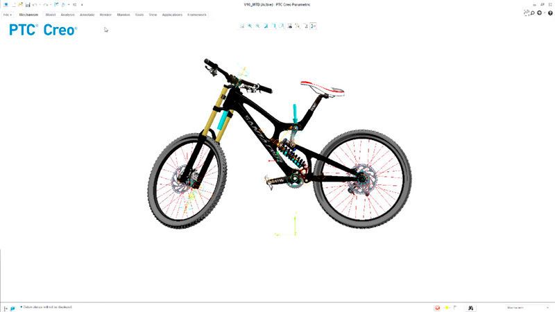 In der CAD-Software PTC Creo existiert das Bike als digitaler Zwilling.