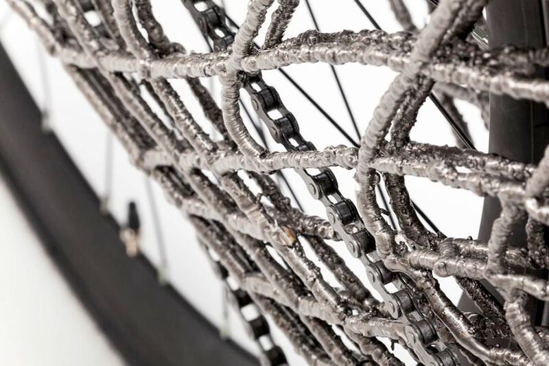 Detail des Arc Bicycle: Das Fahrrad ist so stabil, dass es auch das Kopfsteinpflaster in Delft gut bewältigt hat. (Bild: TU Delft)
