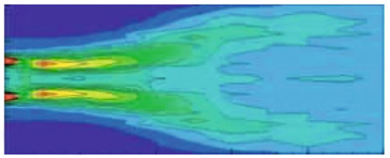 Bild 1b: Mit Strömungsgleichrichter ergibt sich eine optimale Luftverteilung. (Bild: EBM-Papst)