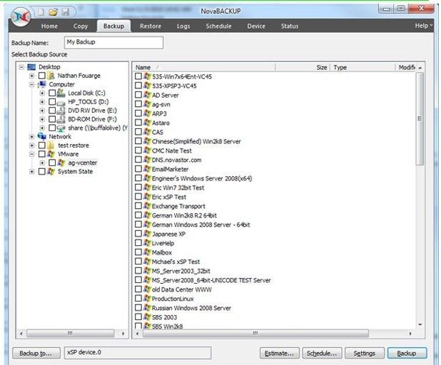 Auswahl der zu sichernden virtuellen Maschine in NovaBACKUP BE Virtual. (Archiv: Vogel Business Media)