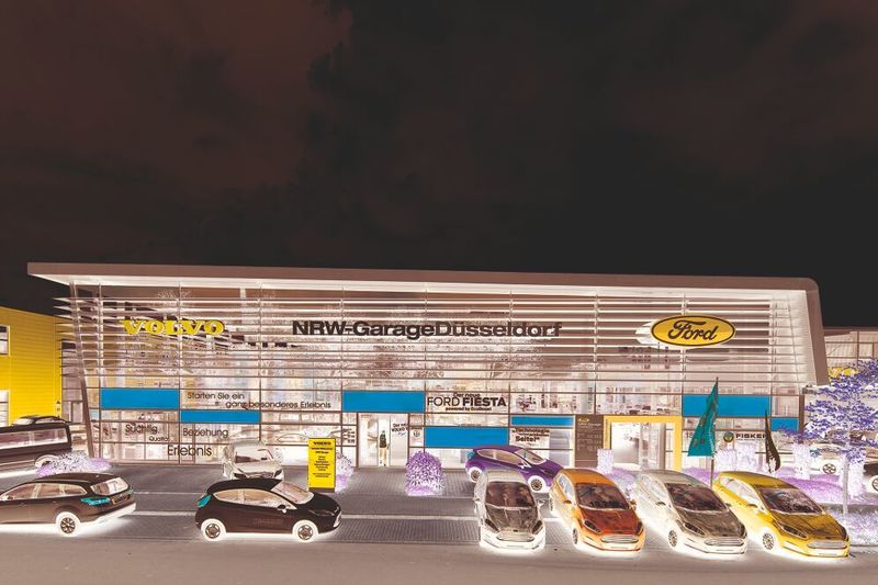 In Nordrhein-Westfalen zeigt die Emil-Frey-Gruppe Deutschland mit der NRW-Garage Flagge. (Markus Senn)