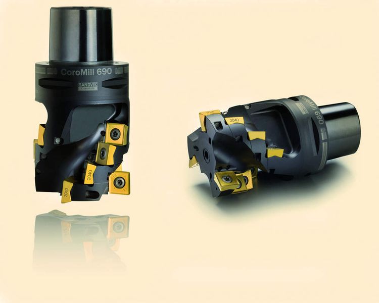 Bild 4: Der Walzenstirnfräser Coro-Mill 690 ist für Hochdruck-Kühlschmiermittel vorbereitet. Bilder: Sandvik Coromant (Archiv: Vogel Business Media)