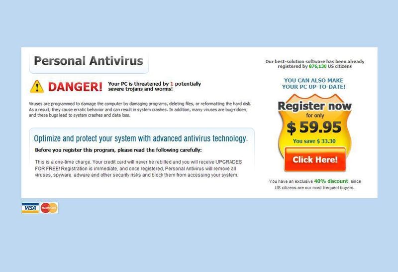 Diese gefälschte Antivirus-Software versuchen Online-Kriminelle arglosen Surfern zu verkaufen, die sie durch die falsche Firefox-Warnung in die Falle locken konnten. (Archiv: Vogel Business Media)