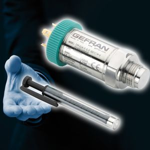 Der Magnetstift (vorne) vereinfacht die Nullpunkteinstellung. Dazu muss er lediglich für einebestimmte Zeit eine vorgegebene Markierung am Sensor (hier der DruckmessumformerTPFADA) berühren.