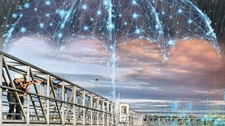 Starkregenereignisse sind nicht nur eine Gefahr für Gebäude und Straßen, sondern auch für die Umwelt. Ein Leuchtturmprojekt zeigt, wie sich das Hochwassermanagement dank einer intelligenten Steuerung optimieren lässt. (Siemens; ©geargodz/pickup - stock.adobe.com; [M]Herkersdorf)