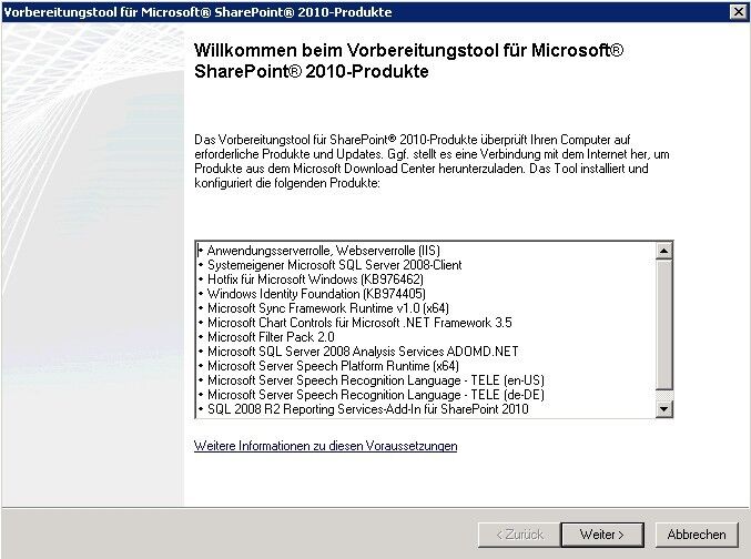 Abbildung 1 - Installieren der Systemvoraussetzungen für Microsoft SharePoint 2010-Produkte. (Archiv: Vogel Business Media)