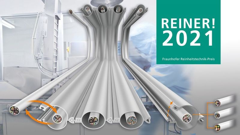 Der Motion-Plastics-Spezialist Igus belegte mit der E-skin flat den 2. Platz beim Reiner! Award. Das Besondere an der Kette: Leitungsadern wie CFCLEAN lassen sich im Wartungsfall einfach tauschen. (Igus)