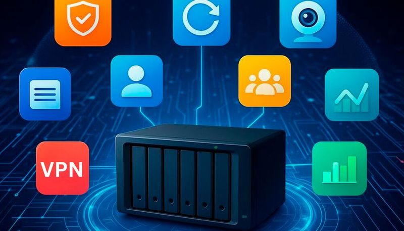 Synology-Apps erweitern ein Unternehmens-NAS um Sicherheit, Transparenz, Backup-Funktionen und Zugriffs­kontrolle und machen es so zu einer im täglichen Betrieb deutlich leistungsfähigeren und zuverlässigeren Plattform.(Bild:  Dall-E / Vogel IT-Medien GmbH / KI-generiert)
