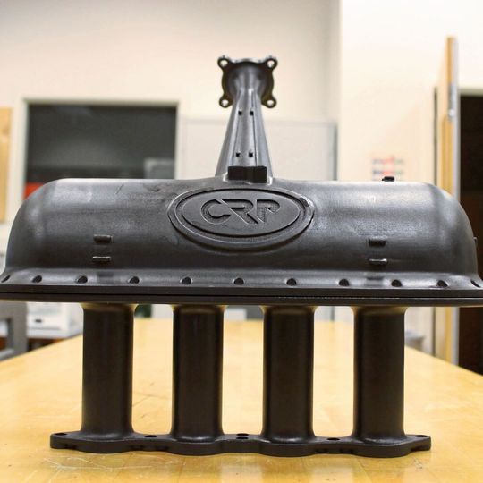 The intake used by the U-Vic team was manufactured in 2019 by CRP USA from Windform XT 2.0. The intake used by the U-Vic team was manufactured in 2019 by CRP USA from Windform XT 2.0.