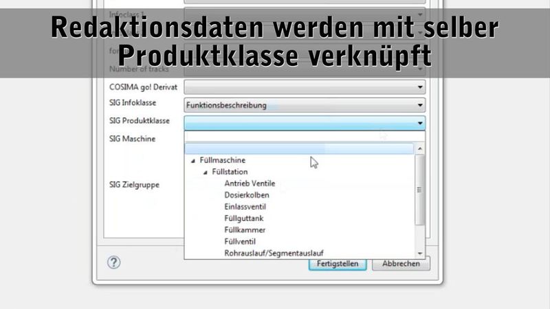 In Cosima go!, dem Redaktionssystem von Docufy, werden die Informationen einer Produktklasse zugeordnet. (Docufy)