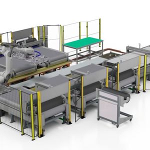 Das Cutting-&-Stacking-Center von Schmidt & Heinzmann könne sich schon nach rund 18 Monaten amortisieren, weil es die Herstellungskosten von Compositeteilen deutlich reduziere und außerdem materialsparend arbeite.(Bild:  Schmidt & Heinzmann)