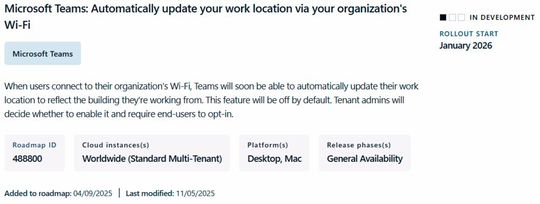 Die neue Teams-Funktion befindet sich laut der Roadmap von Microsoft derzeit noch in Entwicklung.(Bild:  Vogel IT-Medien)
