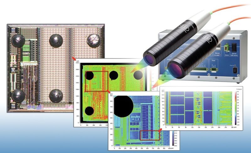 Die konfokal-chromatische Sensoren confocalDT werden sowohl zur Abstandsmessung als auch zur Dickenmessung von transparenten mehrschichtigen Materialien in der Elektronik eingesetzt. (Micro-Epsilon)