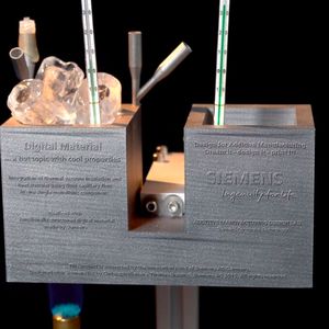 Das ist der Demonstrator, der im Hinblick auf poröse Metallbauteile aus dem 3D-Druck von Siemens und Toolcraft entwickelt wurde. Er soll zeigen, wie gut solche Materialien Wärme leiten können.(Bild:  Siemens)