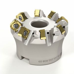 Das ist eins der neuesten Zerspanungssystem von Arno Werkzeuge. Es handelt isch um den FT-Planfräser 09. Statt bisher sechs Zähne, haben nun acht davon auf dem stabilen Werkzeugträger Platz.(Bild:  Arno)