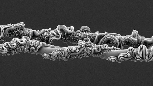 Die spezielle Metastruktur der Fangnetzfäden (Gewinner-Bild der Royal Society Photo Competition)(Bild:  Dr. Martín Ramírez und Dr. Jonas Wolff, Universität Greifswald)